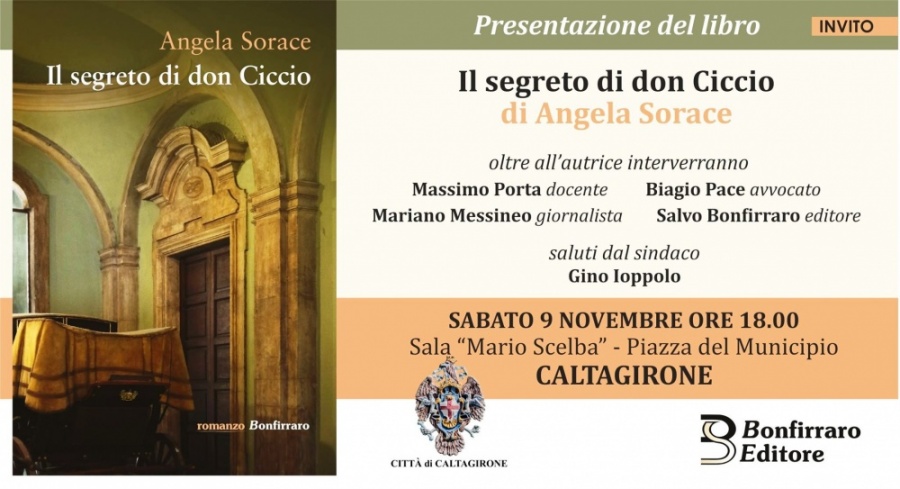 Angela Sorace e i misteri di Catania: sabato 9 novembre, al municipio di Caltagirone, presenta il romanzo “Il segreto di don Ciccio”